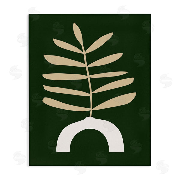 stupell industries Victoria Barnes | Yellow Plant in Unique Vase over Green Wall Art
