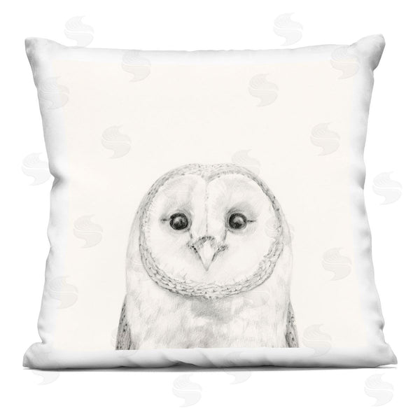 stupell industries Victoria Borges | Barn Owl Portrait Soft Grey Illustration Printed Throw Pillow
