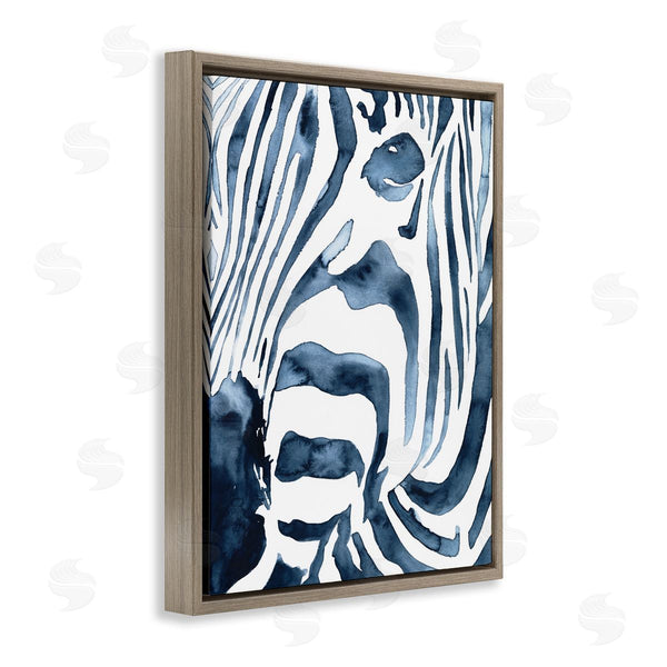 Stupell Industries Victoria Borges | Blue Zebra Stripe Portrait