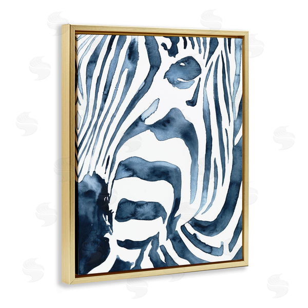 Stupell Industries Victoria Borges | Blue Zebra Stripe Portrait