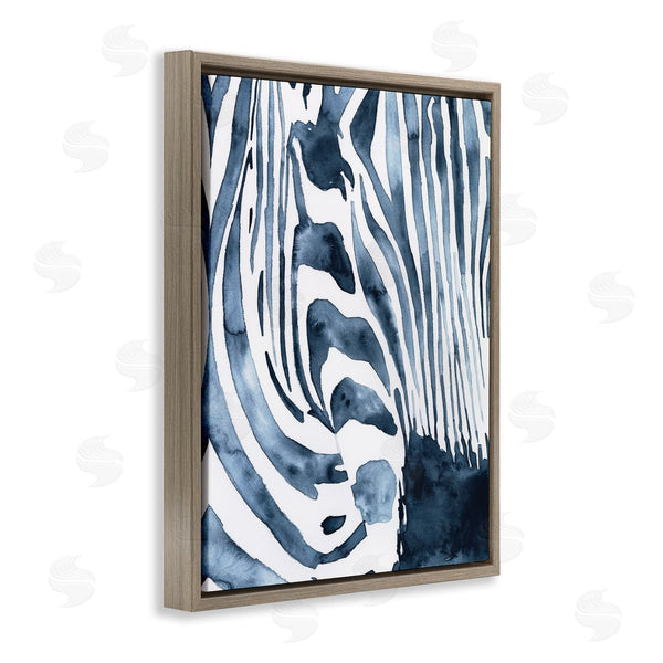 Stupell Industries Victoria Borges | Blue Zebra Stripes Animal Close-Up Portrait