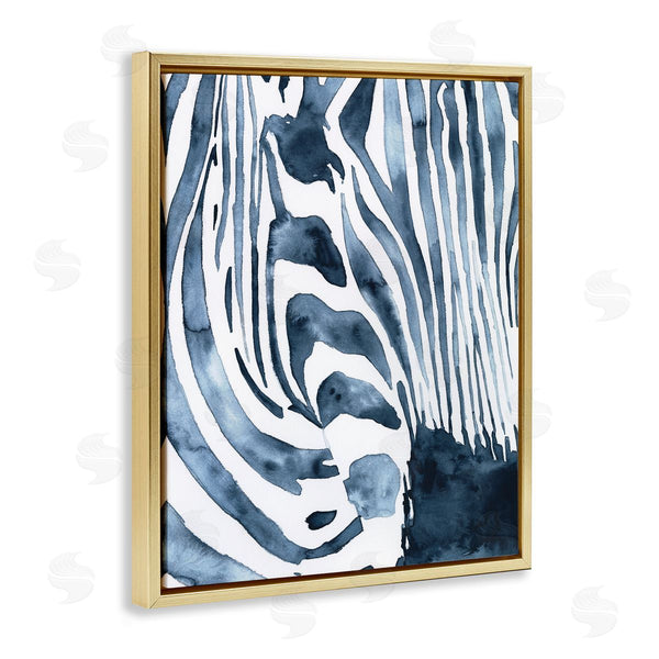 Stupell Industries Victoria Borges | Blue Zebra Stripes Animal Close-Up Portrait