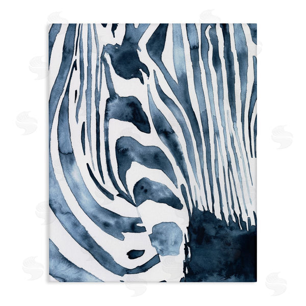 stupell industries Victoria Borges | Blue Zebra Stripes Animal Close-Up Portrait