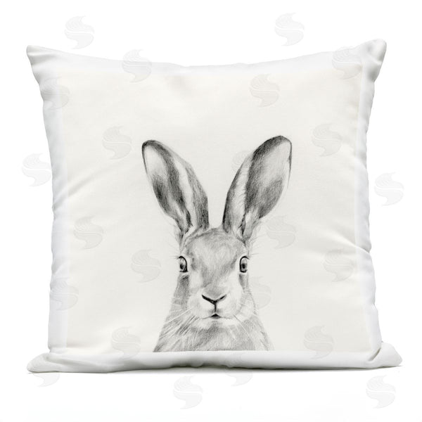 Stupell Industries Victoria Borges | Bunny Rabbit Portrait Soft Grey Illustration Printed Throw Pillow