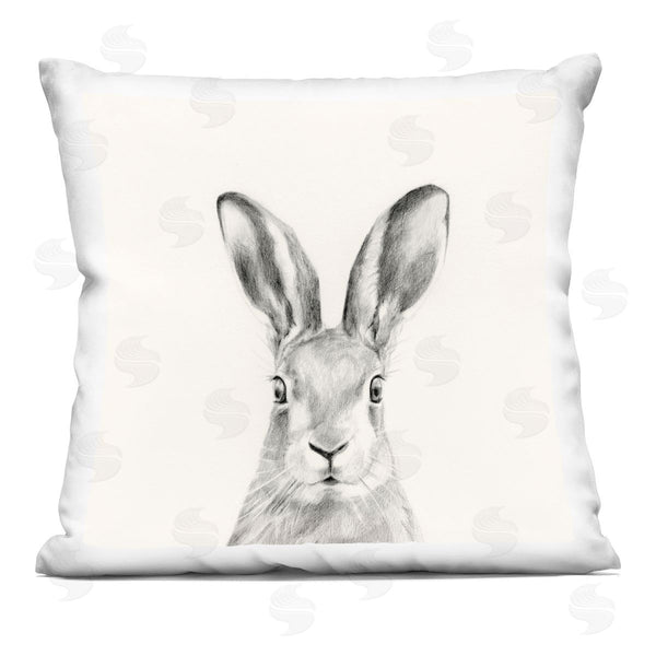 stupell industries Victoria Borges | Bunny Rabbit Portrait Soft Grey Illustration Printed Throw Pillow
