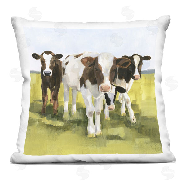 stupell industries Victoria Borges | Calf Cows Country Farmland Printed Throw Pillow