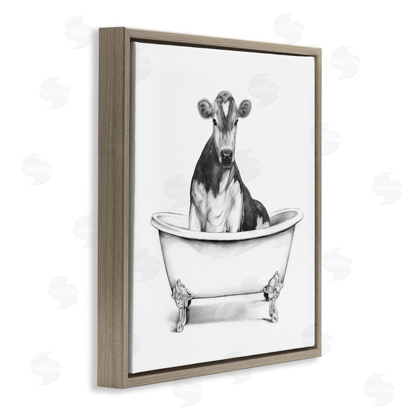 Stupell Industries Victoria Borges | Cow In Bathtub Sketch