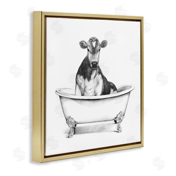 Stupell Industries Victoria Borges | Cow In Bathtub Sketch