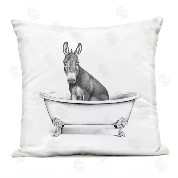 Stupell Industries Victoria Borges | Donkey In Claw Tub Rural Farm Animal Portrait Printed Throw Pillow