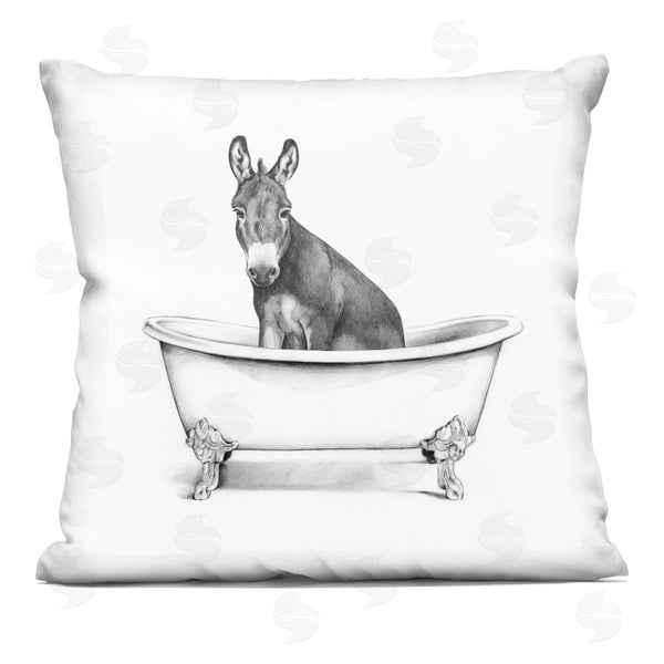 stupell industries Victoria Borges | Donkey in Claw Tub Rural Farm Animal Portrait Printed Throw Pillow