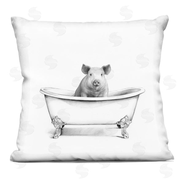 stupell industries Victoria Borges | Farm Pig In Bathtub Adorable Hog Animal Printed Throw Pillow