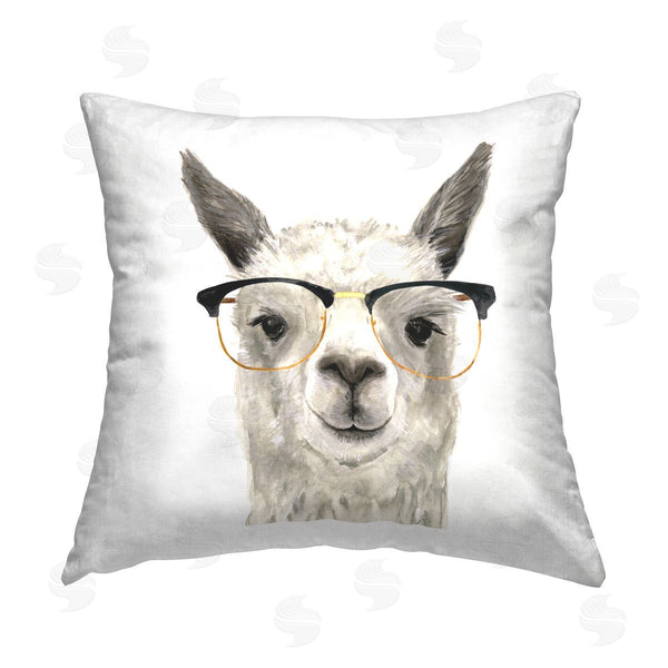 stupell industries Victoria Borges | Fun Llama Wearing Glasses Portrait Printed Throw Pillow