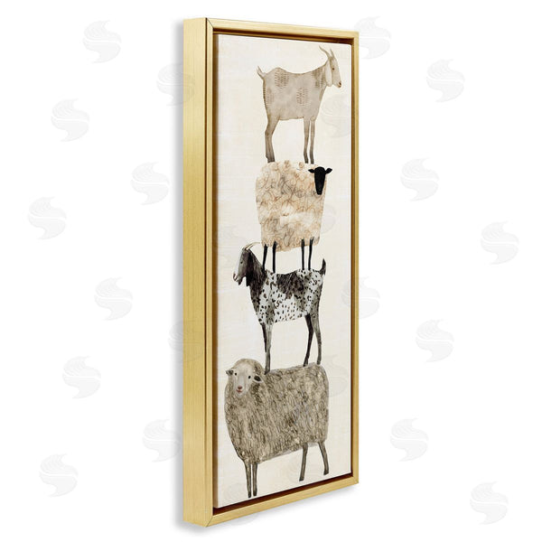 Stupell Industries Victoria Borges | Fun Stacked Sheep & Goats Farm Animals