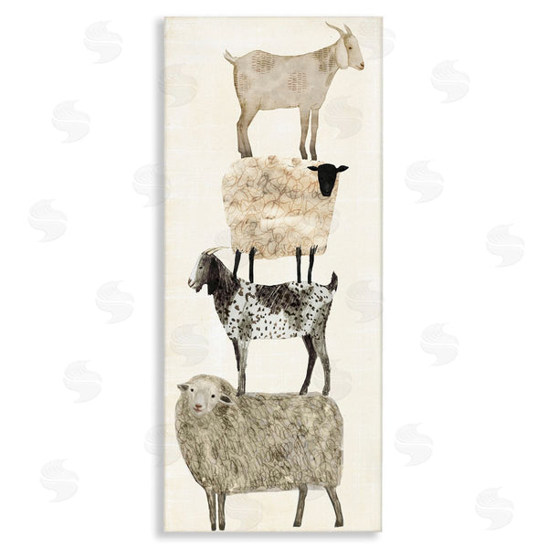Stupell Industries Victoria Borges | Fun Stacked Sheep & Goats Farm Animals