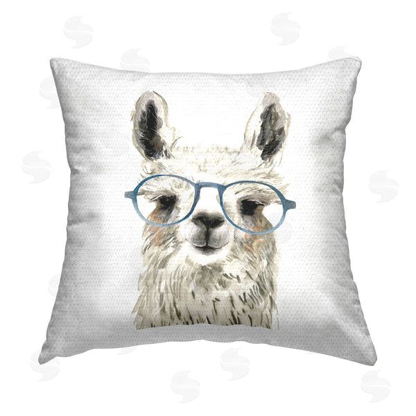 Stupell Industries Victoria Borges | Funny Llama Blue Glasses Printed Throw Pillow