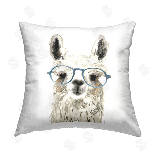 stupell industries Victoria Borges | Funny Llama Blue Glasses Printed Throw Pillow