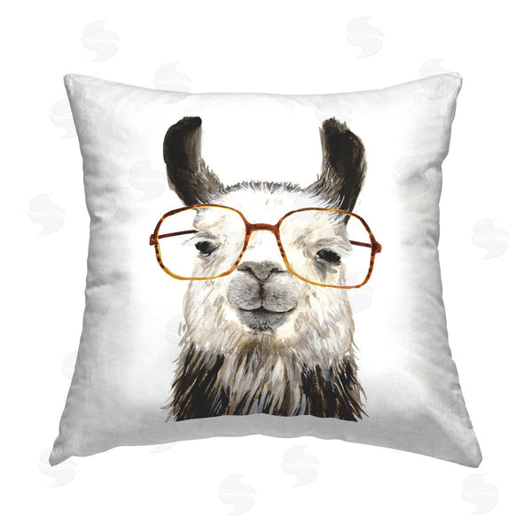stupell industries Victoria Borges | Happy Llama Farm Animal Glasses Printed Throw Pillow