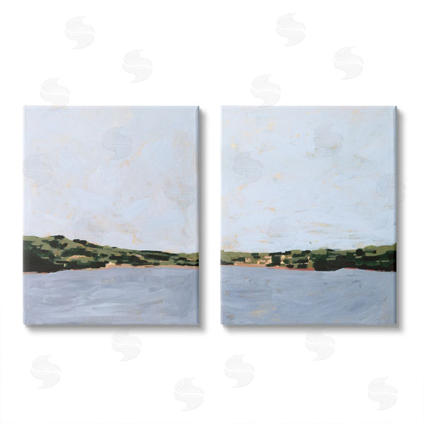 stupell industries Victoria Borges | Lake Shore Landscape with Soft Blue Sky Wall Art