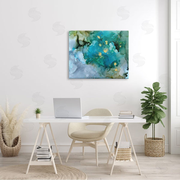 Stupell Industries Victoria Borges | Modern Ocean Water Abstract Painting Fluid Watercolor Composition Wall Art