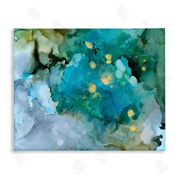 stupell industries Victoria Borges | Modern Ocean Water Abstract Painting Fluid Watercolor Composition Wall Art