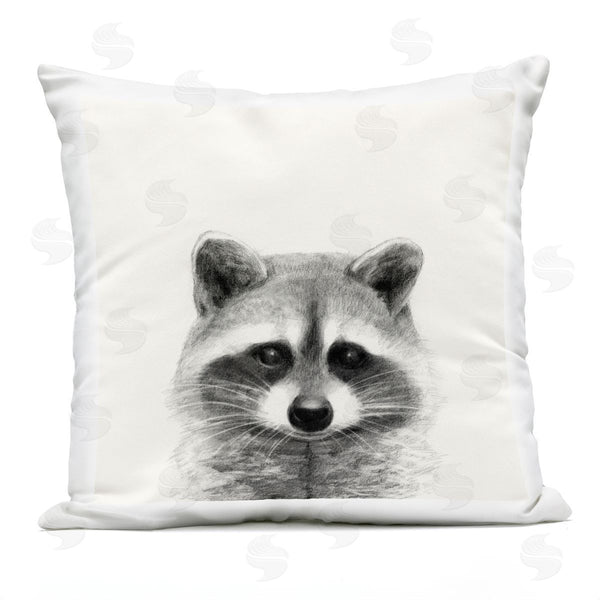 Stupell Industries Victoria Borges | Raccoon Portrait Soft Grey Illustration Printed Throw Pillow