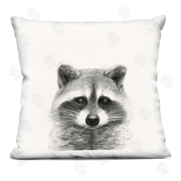 stupell industries Victoria Borges | Raccoon Portrait Soft Grey Illustration Printed Throw Pillow