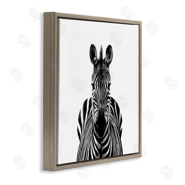 Stupell Industries Victoria Borges | Realistic Zebra Portrait Minimal Black White Wildlife Illustration Wall Art