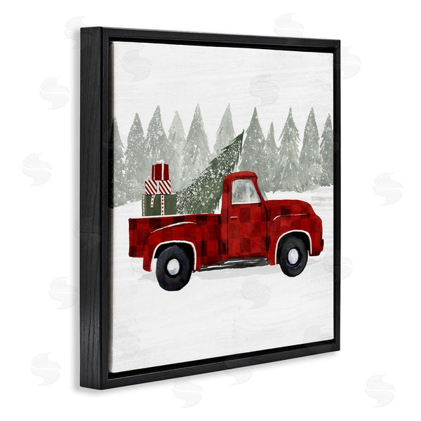 Stupell Industries Victoria Borges | Red Buffalo Plaid Vintage Truck Christmas Tree Snowfield Wall Art