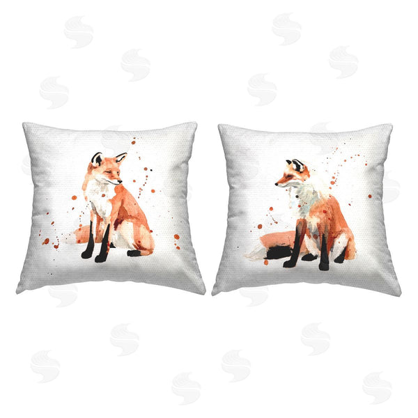 Stupell Industries Victoria Borges | Red Fox Paint Splatter Printed Throw Pillow Set