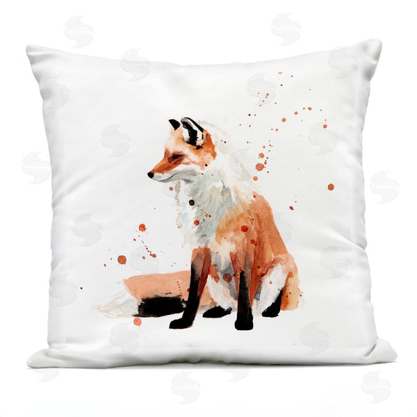 Stupell Industries Victoria Borges | Red Fox Sitting Minimal Wildlife Nature Printed Throw Pillow