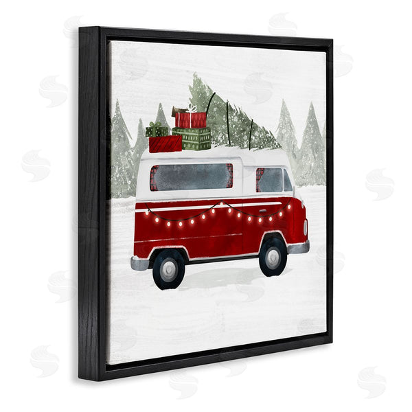 Stupell Industries Victoria Borges | Red Van Holiday Lights Carrying Christmas Presents Wall Art