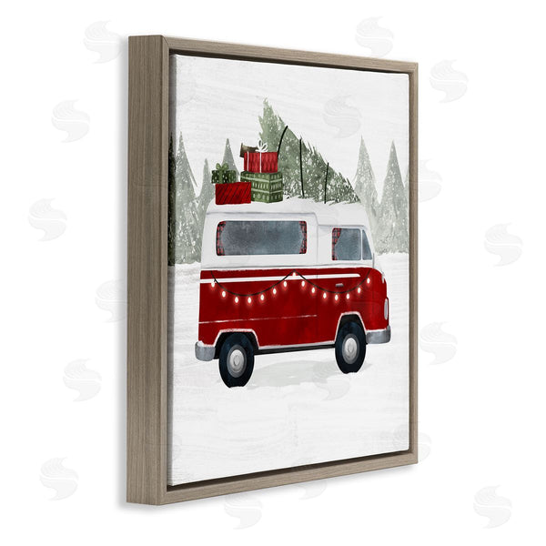 Stupell Industries Victoria Borges | Red Van Holiday Lights Carrying Christmas Presents Wall Art