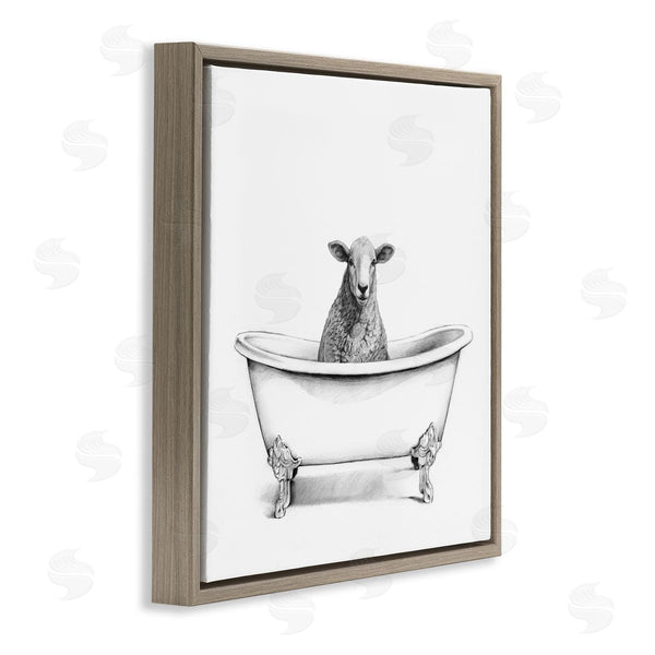 Stupell Industries Victoria Borges | Sheep In Bathtub Sketch