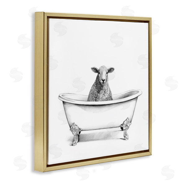 Stupell Industries Victoria Borges | Sheep In Bathtub Sketch