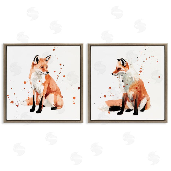 Stupell Industries Victoria Borges | Sitting Fox Orange Watercolors Wall Art