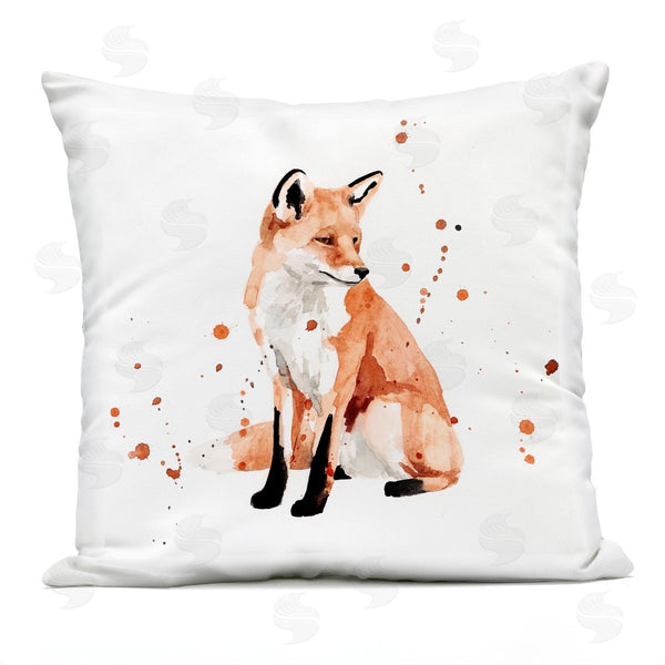Stupell Industries Victoria Borges | Sitting Fox Orange Wildlife Animal Portrait Printed Throw Pillow