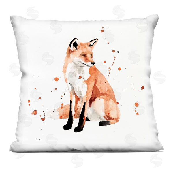 stupell industries Victoria Borges | Sitting Fox Orange Wildlife Animal Portrait Printed Throw Pillow