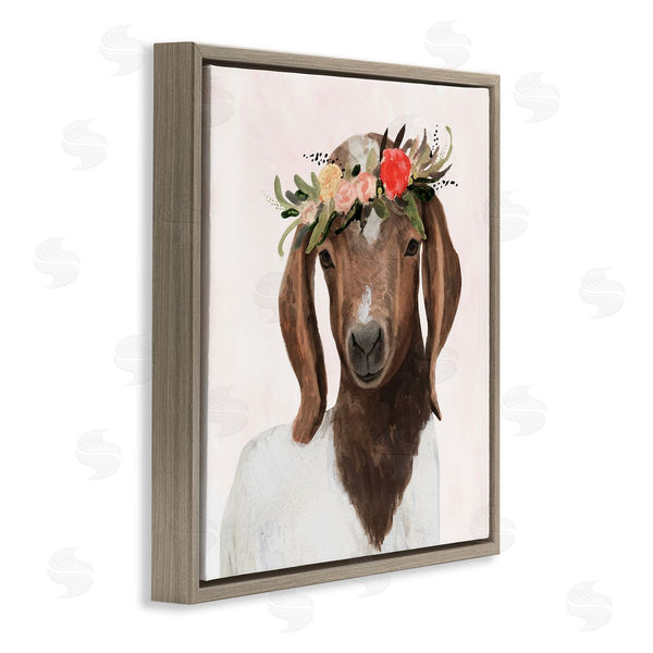 Stupell Industries Victoria Borges | Springtime Flower Crown Long Ear Goat Wall Art
