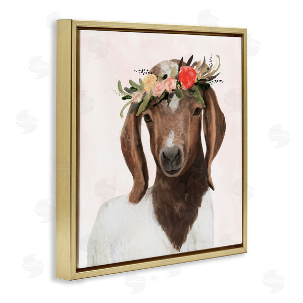 Stupell Industries Victoria Borges | Springtime Flower Crown Long Ear Goat Wall Art