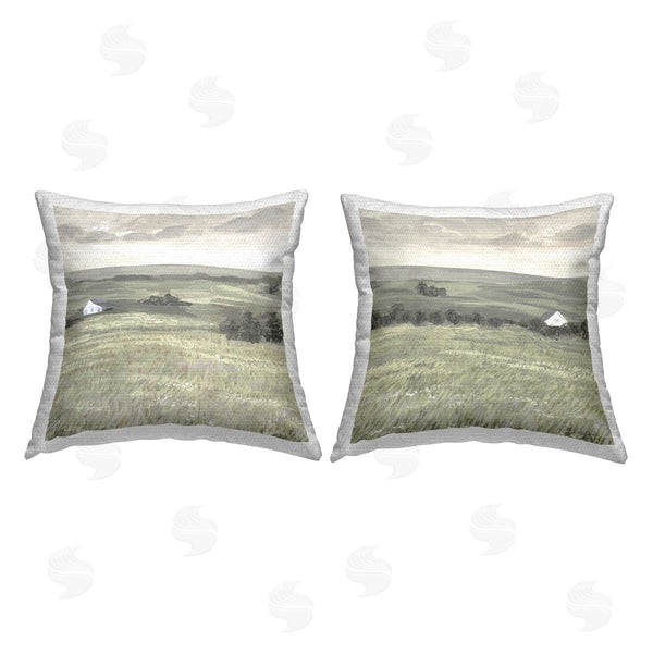 Stupell Industries Victoria Borges | Traditional Distant Farmhouse Field Printed Throw Pillow Set