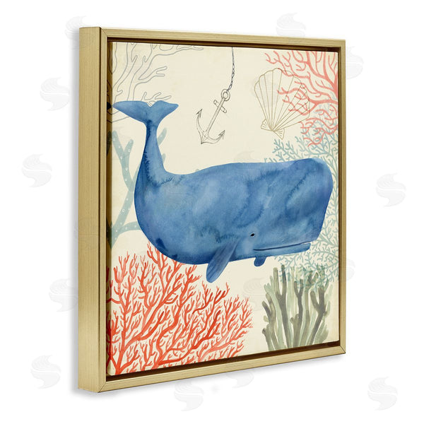 Stupell Industries Victoria Borges | Underwater Whimsical Whale Watercolor
