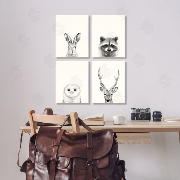 Stupell Industries Victoria Borges | Woodland Animals Portrait Grey Drawing Wall Art