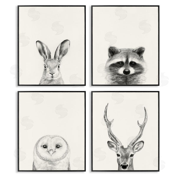 Stupell Industries Victoria Borges | Woodland Animals Portrait Grey Drawing Wall Art