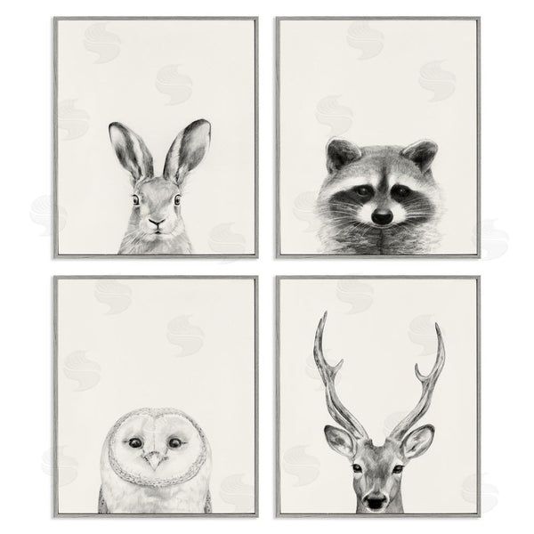 Stupell Industries Victoria Borges | Woodland Animals Portrait Grey Drawing Wall Art