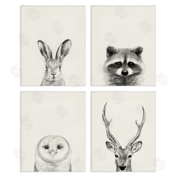 stupell industries Victoria Borges | Woodland Animals Portrait Grey Drawing Wall Art
