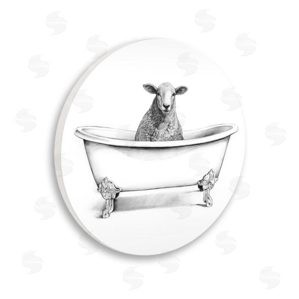 stupell industries Victoria Borges | Wooly Sheep in Bath Tub Farm Animal Bathroom Wall Art