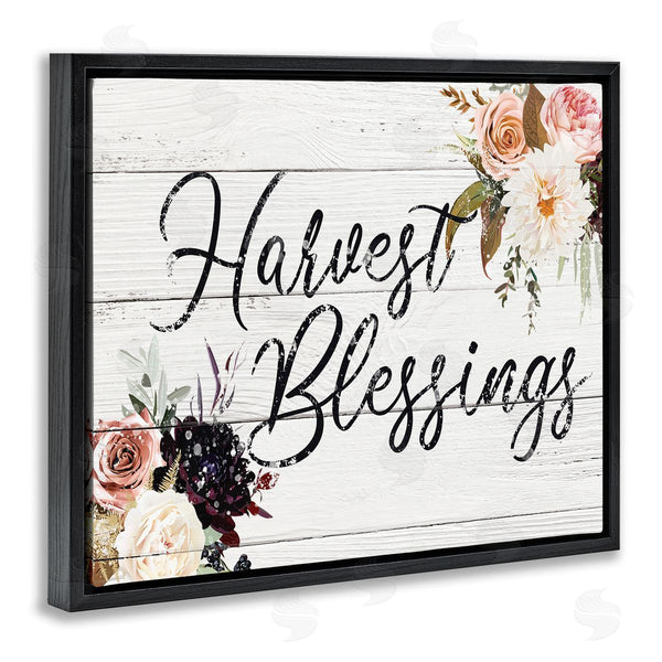 Stupell Industries Victoria Brown | Harvest Blessings Phrase Pink Peony Floral Arrangements