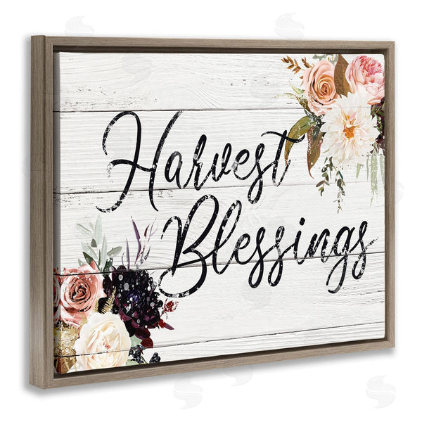 Stupell Industries Victoria Brown | Harvest Blessings Phrase Pink Peony Floral Arrangements