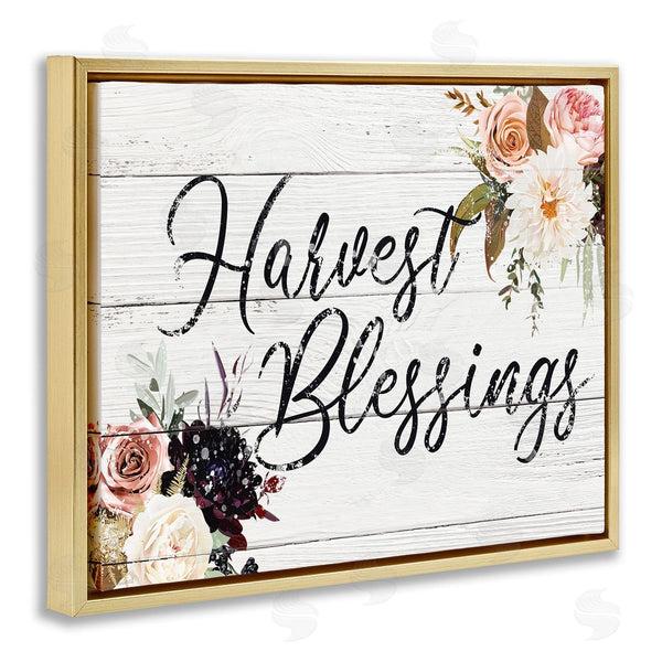 Stupell Industries Victoria Brown | Harvest Blessings Phrase Pink Peony Floral Arrangements