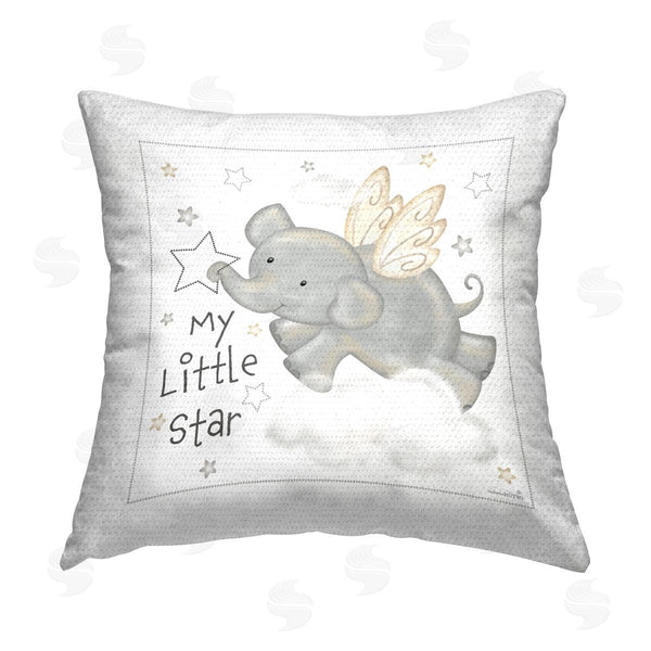 Stupell Industries Victoria Hutto | My Little Star Elephant Printed Throw Pillow